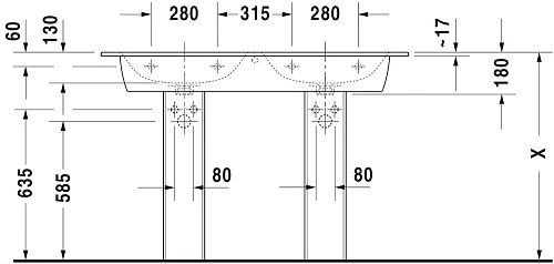 Раковина Duravit XVIU 2336130000 Раковина Duravit XVIU 2336130000