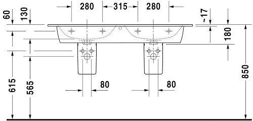 Раковина Duravit XVIU 2336130000 Раковина Duravit XVIU 2336130000