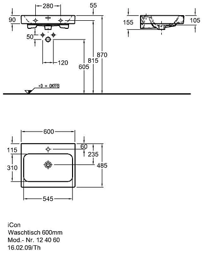 Раковина Geberit iCon 60x48 124060 124060000 Раковина Geberit iCon 60x48 124060 124060000