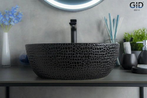 Раковина Gid D1301h004 53301 накладная черная глянцевая 42,5x42,5x14,5 Раковина Gid D1301h004 53301 накладная черная глянцевая 42,5x42,5x14,5