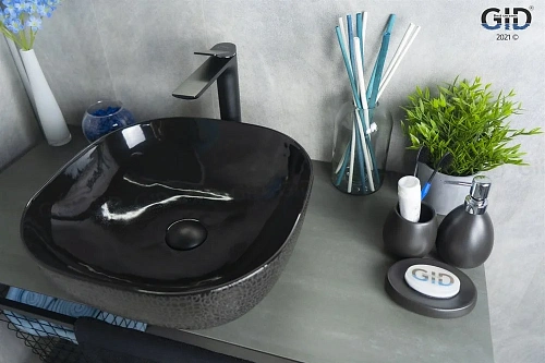 Раковина Gid D1301h004 53301 накладная черная глянцевая 42,5x42,5x14,5 Раковина Gid D1301h004 53301 накладная черная глянцевая 42,5x42,5x14,5