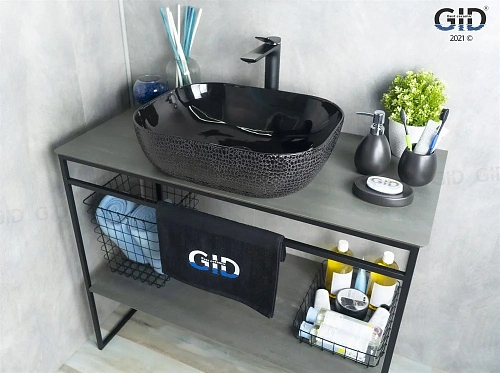 Раковина Gid D1302h004 53303 накладная черная глянцевая 50x40x14 Раковина Gid D1302h004 53303 накладная черная глянцевая 50x40x14