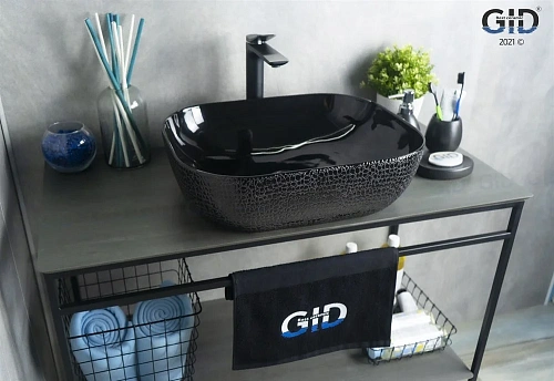 Раковина Gid D1302h004 53303 накладная черная глянцевая 50x40x14 Раковина Gid D1302h004 53303 накладная черная глянцевая 50x40x14