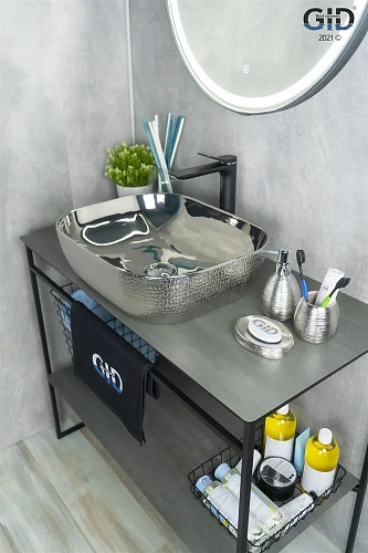 Раковина Gid D1302h009 53304 накладная хром 50x40x14 Раковина Gid D1302h009 53304 накладная хром 50x40x14