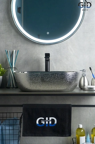 Раковина Gid D1302h009 53304 накладная хром 50x40x14 Раковина Gid D1302h009 53304 накладная хром 50x40x14