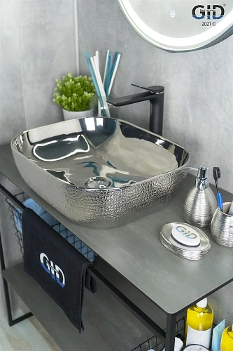 Раковина Gid D1302h009 53304 накладная хром 50x40x14 Раковина Gid D1302h009 53304 накладная хром 50x40x14