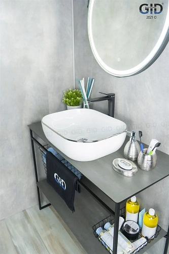 Раковина Gid D1302h011 53305 накладная белая / хром 50x40x14 Раковина Gid D1302h011 53305 накладная белая / хром 50x40x14