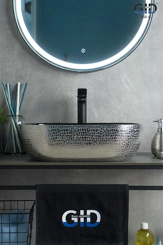 Раковина Gid D1302h020 53306 накладная черная / хром 50x40x14 Раковина Gid D1302h020 53306 накладная черная / хром 50x40x14