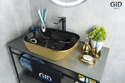 Раковина Gid D1302h024 53308 накладная черная / темное золото 50x40x14 Раковина Gid D1302h024 53308 накладная черная / темное золото 50x40x14