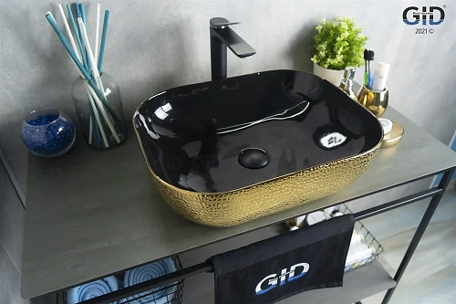 Раковина Gid D1302h024 53308 накладная черная / темное золото 50x40x14 Раковина Gid D1302h024 53308 накладная черная / темное золото 50x40x14