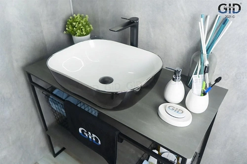 Раковина Gid D1302h134 53309 накладная белая / черная 50x40x14 Раковина Gid D1302h134 53309 накладная белая / черная 50x40x14