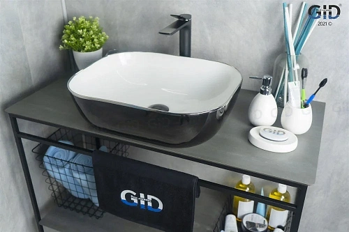 Раковина Gid D1302h134 53309 накладная белая / черная 50x40x14 Раковина Gid D1302h134 53309 накладная белая / черная 50x40x14