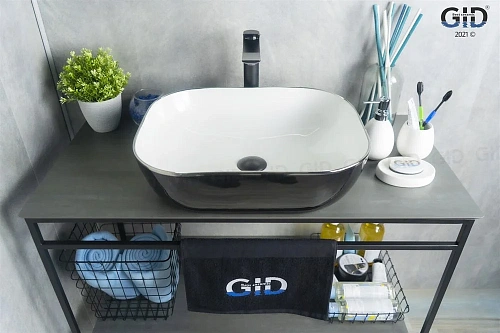 Раковина Gid D1302h134 53309 накладная белая / черная 50x40x14 Раковина Gid D1302h134 53309 накладная белая / черная 50x40x14