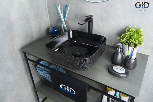 Раковина Gid D1303h004 53310 накладная черная глянцевая 38,5x38,5x13,5 Раковина Gid D1303h004 53310 накладная черная глянцевая 38,5x38,5x13,5