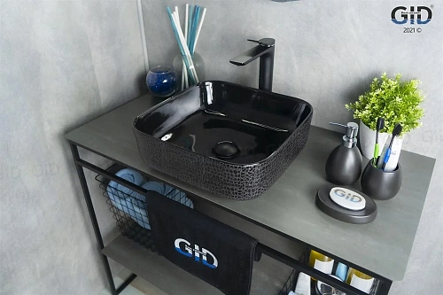 Раковина Gid D1303h004 53310 накладная черная глянцевая 38,5x38,5x13,5 Раковина Gid D1303h004 53310 накладная черная глянцевая 38,5x38,5x13,5