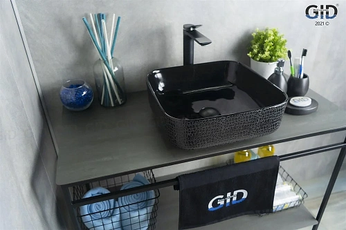 Раковина Gid D1303h004 53310 накладная черная глянцевая 38,5x38,5x13,5 Раковина Gid D1303h004 53310 накладная черная глянцевая 38,5x38,5x13,5