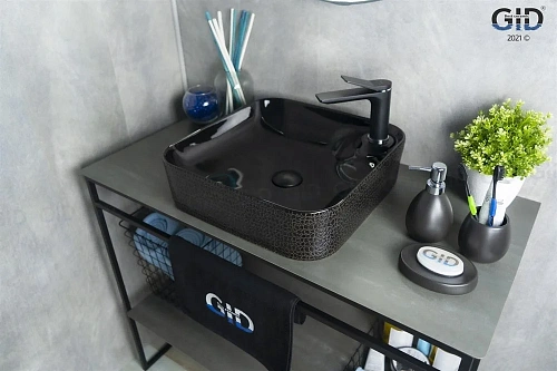 Раковина Gid D1305h004 53312 накладная черная глянцевая 43x43x12 Раковина Gid D1305h004 53312 накладная черная глянцевая 43x43x12