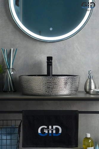 Раковина Gid D1306h020 53315 накладная черная / хром 44x44x14 Раковина Gid D1306h020 53315 накладная черная / хром 44x44x14