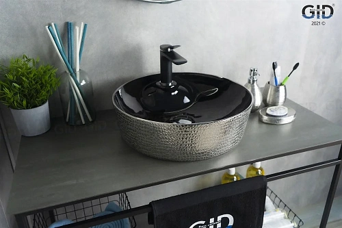 Раковина Gid D1306h020 53315 накладная черная / хром 44x44x14 Раковина Gid D1306h020 53315 накладная черная / хром 44x44x14