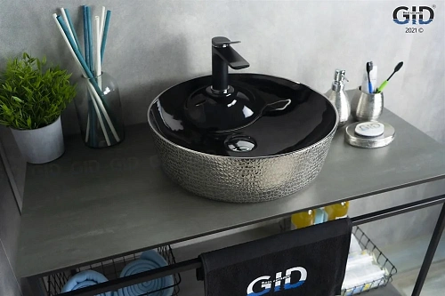 Раковина Gid D1306h020 53315 накладная черная / хром 44x44x14 Раковина Gid D1306h020 53315 накладная черная / хром 44x44x14