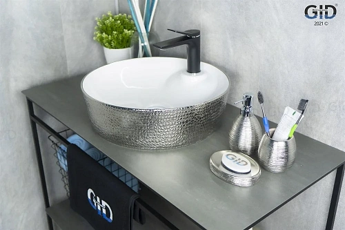 Раковина Gid D1306h021 53316 накладная белая / хром 44x44x14 Раковина Gid D1306h021 53316 накладная белая / хром 44x44x14