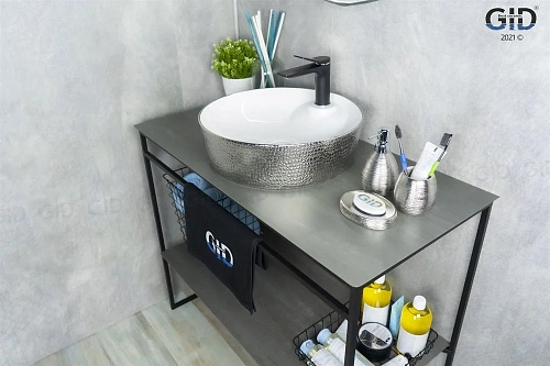 Раковина Gid D1306h021 53316 накладная белая / хром 44x44x14 Раковина Gid D1306h021 53316 накладная белая / хром 44x44x14