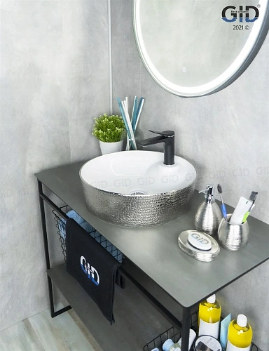 Раковина Gid D1306h021 53316 накладная белая / хром 44x44x14 Раковина Gid D1306h021 53316 накладная белая / хром 44x44x14