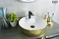 Раковина Gid D1306h025 53318 накладная белая / золото 44x44x14 Раковина Gid D1306h025 53318 накладная белая / золото 44x44x14
