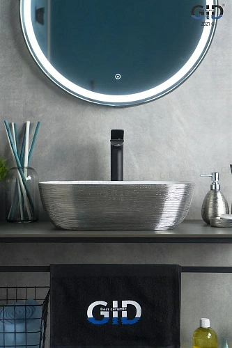 Раковина Gid D1333h131 53326 накладная белая / хром 46x32,5x13,5 Раковина Gid D1333h131 53326 накладная белая / хром 46x32,5x13,5