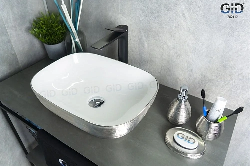 Раковина Gid D1333h131 53326 накладная белая / хром 46x32,5x13,5 Раковина Gid D1333h131 53326 накладная белая / хром 46x32,5x13,5