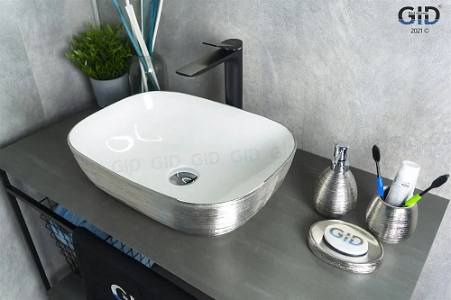 Раковина Gid D1333h131 53326 накладная белая / хром 46x32,5x13,5 Раковина Gid D1333h131 53326 накладная белая / хром 46x32,5x13,5