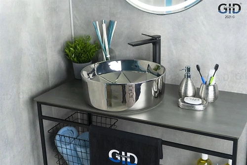 Раковина Gid D1342h014 53330 накладная хром 40x40x15 Раковина Gid D1342h014 53330 накладная хром 40x40x15