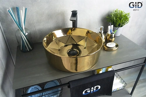 Раковина Gid D1342h015 53331 накладная золотая 40x40x15 Раковина Gid D1342h015 53331 накладная золотая 40x40x15