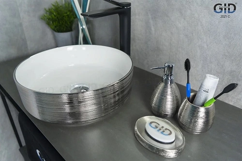 Раковина Gid D1357h131 53328 накладная белая / хром 36x36x12 Раковина Gid D1357h131 53328 накладная белая / хром 36x36x12