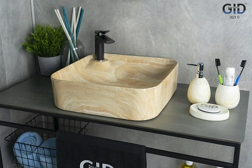 Раковина Gid Mnc591 54455 накладная под камень глянцевая 43x43x12 Раковина Gid Mnc591 54455 накладная под камень глянцевая 43x43x12