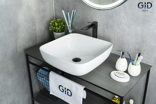 Раковина Gid N9439 51152 накладная белая 46x46x14,5 Раковина Gid N9439 51152 накладная белая 46x46x14,5