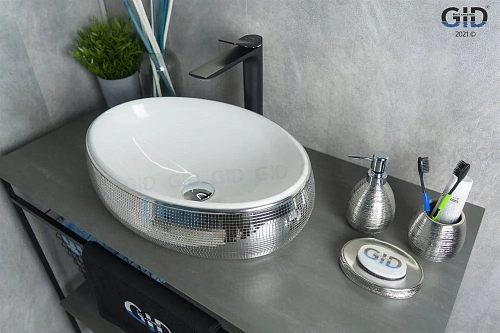 Раковина Gid Nc397 52212 накладная белая / хром 48x34x15 Раковина Gid Nc397 52212 накладная белая / хром 48x34x15