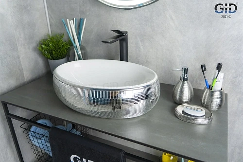 Раковина Gid Nc397 52212 накладная белая / хром 48x34x15 Раковина Gid Nc397 52212 накладная белая / хром 48x34x15