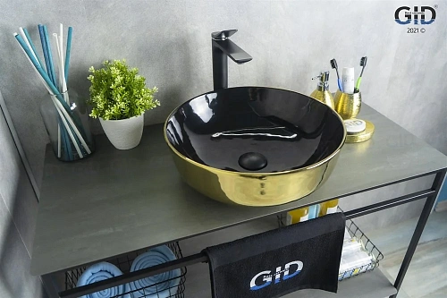 Раковина Gid Nc412 52214 накладная черная / золото 41,5x41,5x13,5 Раковина Gid Nc412 52214 накладная черная / золото 41,5x41,5x13,5