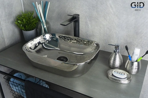 Раковина Gid Nc425 52217 накладная хром 46x32,5x13,5 Раковина Gid Nc425 52217 накладная хром 46x32,5x13,5