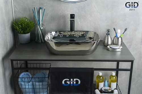 Раковина Gid Nc425 52217 накладная хром 46x32,5x13,5 Раковина Gid Nc425 52217 накладная хром 46x32,5x13,5