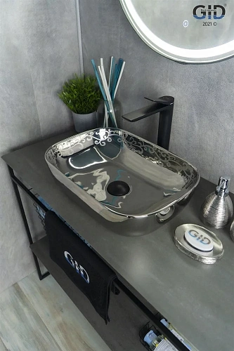 Раковина Gid Nc425 52217 накладная хром 46x32,5x13,5 Раковина Gid Nc425 52217 накладная хром 46x32,5x13,5