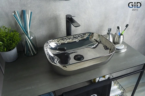 Раковина Gid Nc425 52217 накладная хром 46x32,5x13,5 Раковина Gid Nc425 52217 накладная хром 46x32,5x13,5