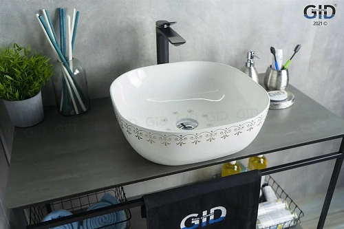 Раковина Gid Nc440 52220 накладная белая / хром 42,5x42,5x14,5 Раковина Gid Nc440 52220 накладная белая / хром 42,5x42,5x14,5