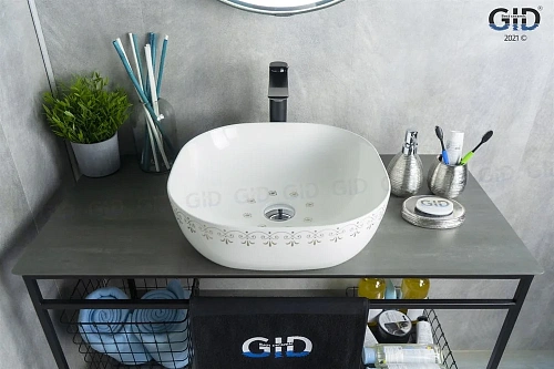 Раковина Gid Nc440 52220 накладная белая / хром 42,5x42,5x14,5 Раковина Gid Nc440 52220 накладная белая / хром 42,5x42,5x14,5