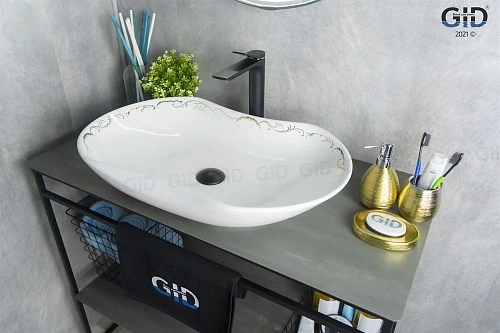 Раковина Gid Nc460 52221 накладная белая / хром 66,5x41x12 Раковина Gid Nc460 52221 накладная белая / хром 66,5x41x12