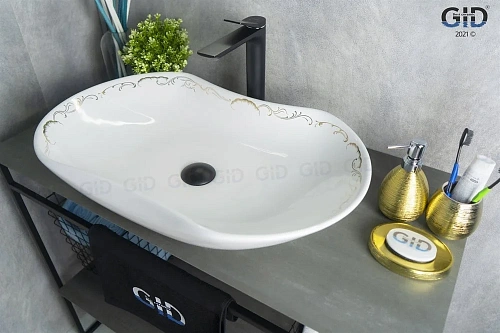 Раковина Gid Nc460 52221 накладная белая / хром 66,5x41x12 Раковина Gid Nc460 52221 накладная белая / хром 66,5x41x12