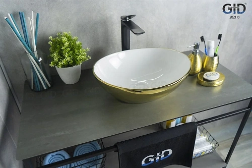 Раковина Gid Nc999 52229 накладная белая / золото 41x34x15 Раковина Gid Nc999 52229 накладная белая / золото 41x34x15