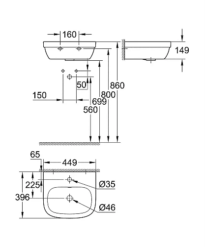 Раковина GROHE Euro Ceramic 45 см, с гигиеническим покрытием, альпин-белый (3932400H) Раковина GROHE Euro Ceramic 45 см, с гигиеническим покрытием, альпин-белый (3932400H)