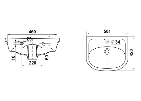 Раковина GROSSMAN Керамин РИВА-50 408592 Раковина GROSSMAN Керамин РИВА-50 408592